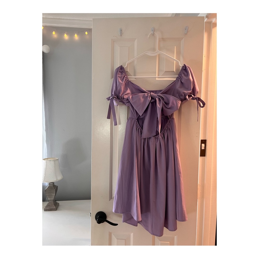 Adorable Purple Open Back Dress